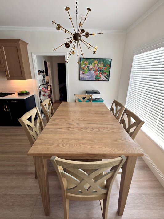 Red Oak Dining Table in a Customers Kitchen Dining room