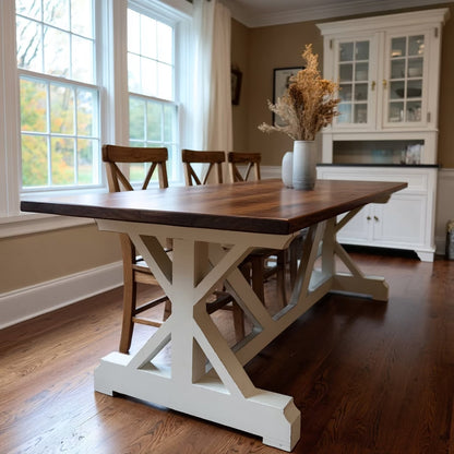 farmhouse dining table with trestle base