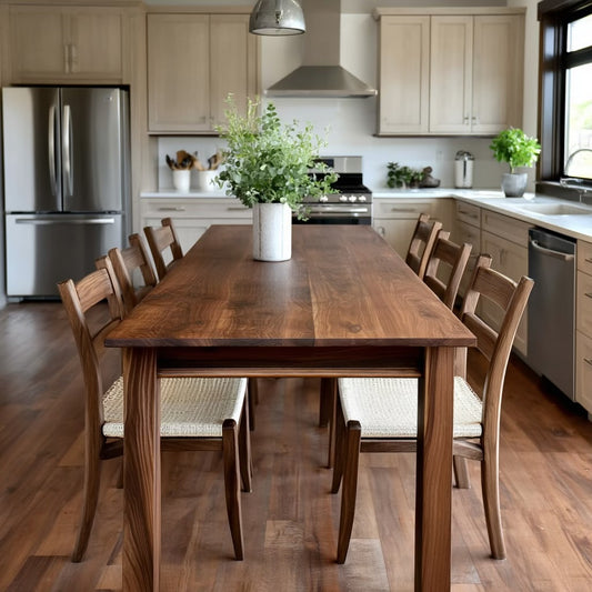 custom walnut dining table handcrafted in Indiana