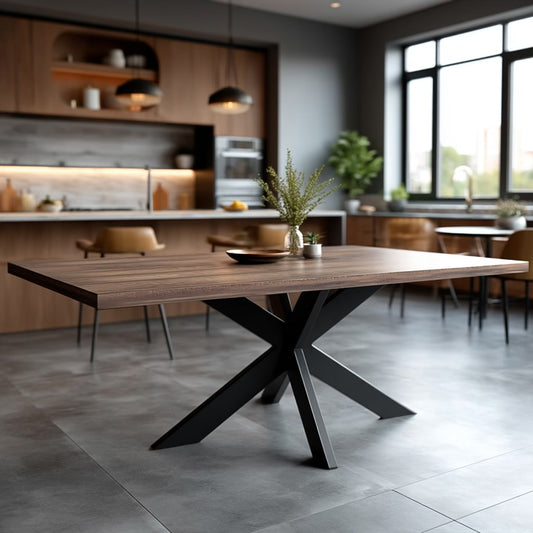 modern walnut dining table made in Carmel, IN