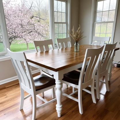 farmhouse dining table angled view