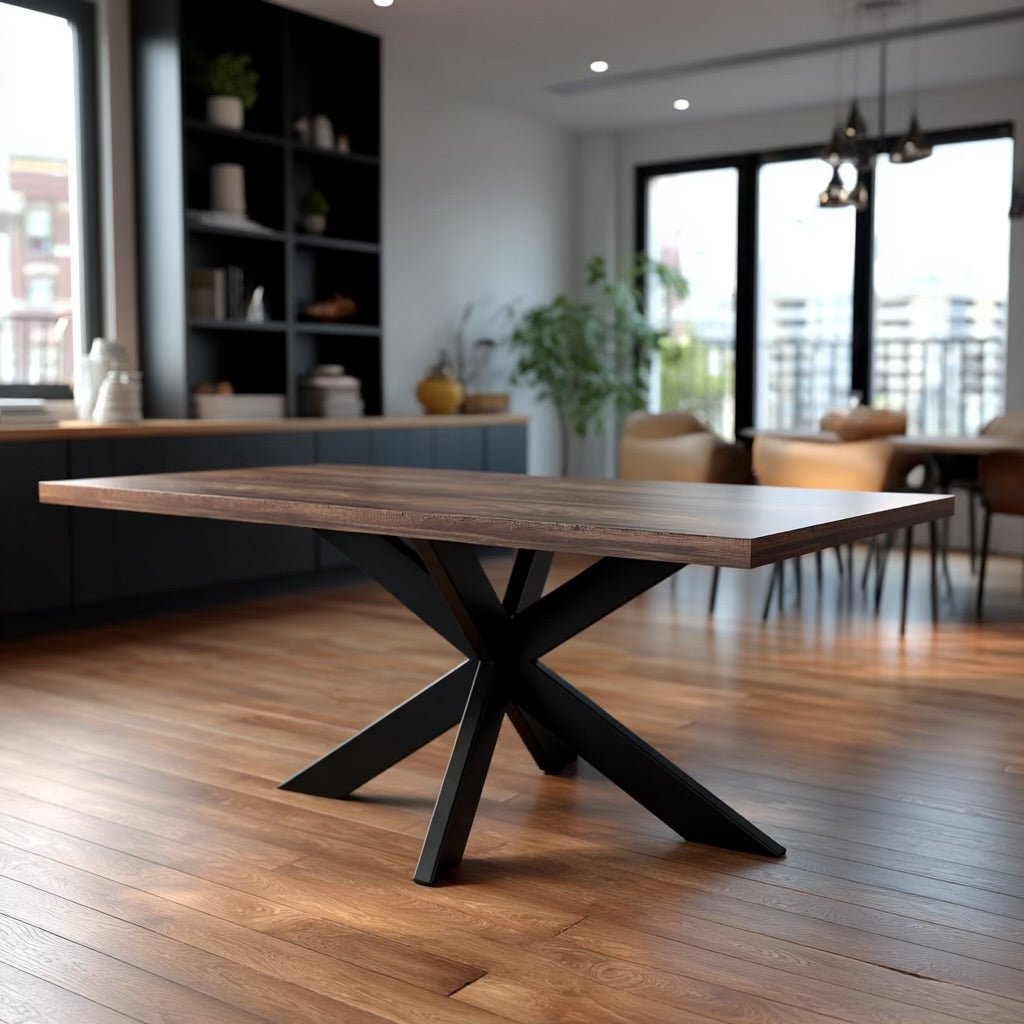 spider base dining table angled view