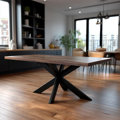 spider base dining table angled view