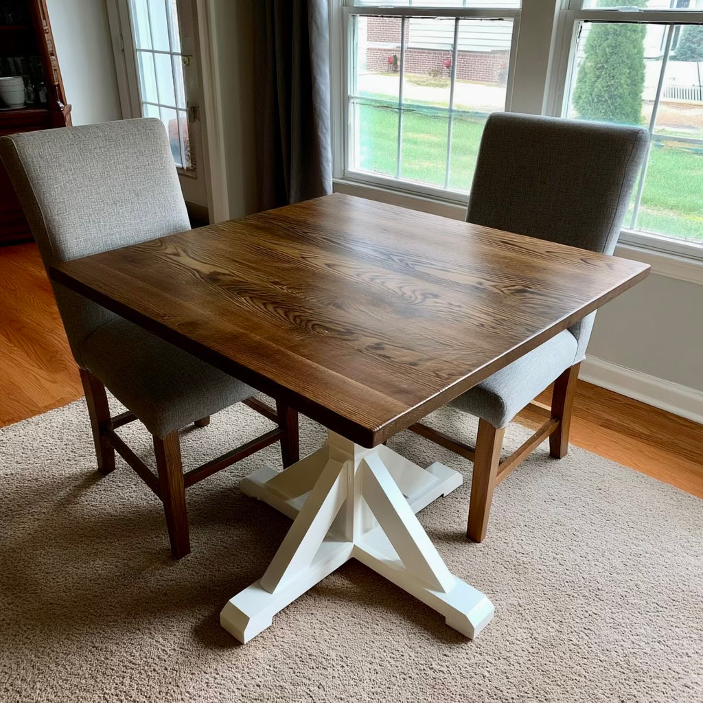 square hardwood dining table